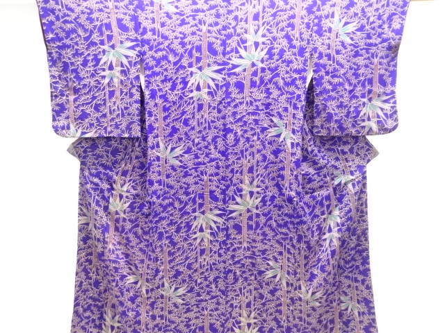 アンティーク　錦紗竹笹模様着物